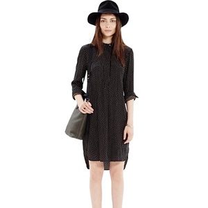 Madewell Long Sleeve Polka Dot Tunic Shirt Dress Black & Tan S